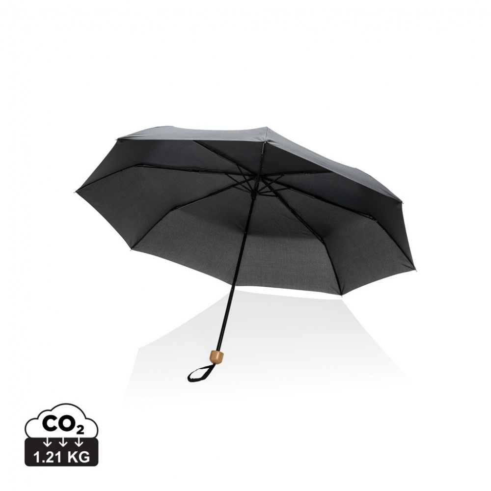Logo trade advertising product photo of: 20.5" Impact AWARE™ RPET 190T Pongee bamboo mini umbrella
