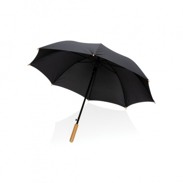 Logo trade promotional gifts picture of: 23" Impact AWARE™ RPET 190T auto open bamboo umbrella
