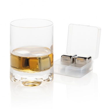 Logo trade promotional giveaway photo of: Re-usable stainless steel ice cubes 4pc