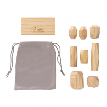 Logo trade promotional products image of: Ukiyo Crios wooden balancing rocks in pouch