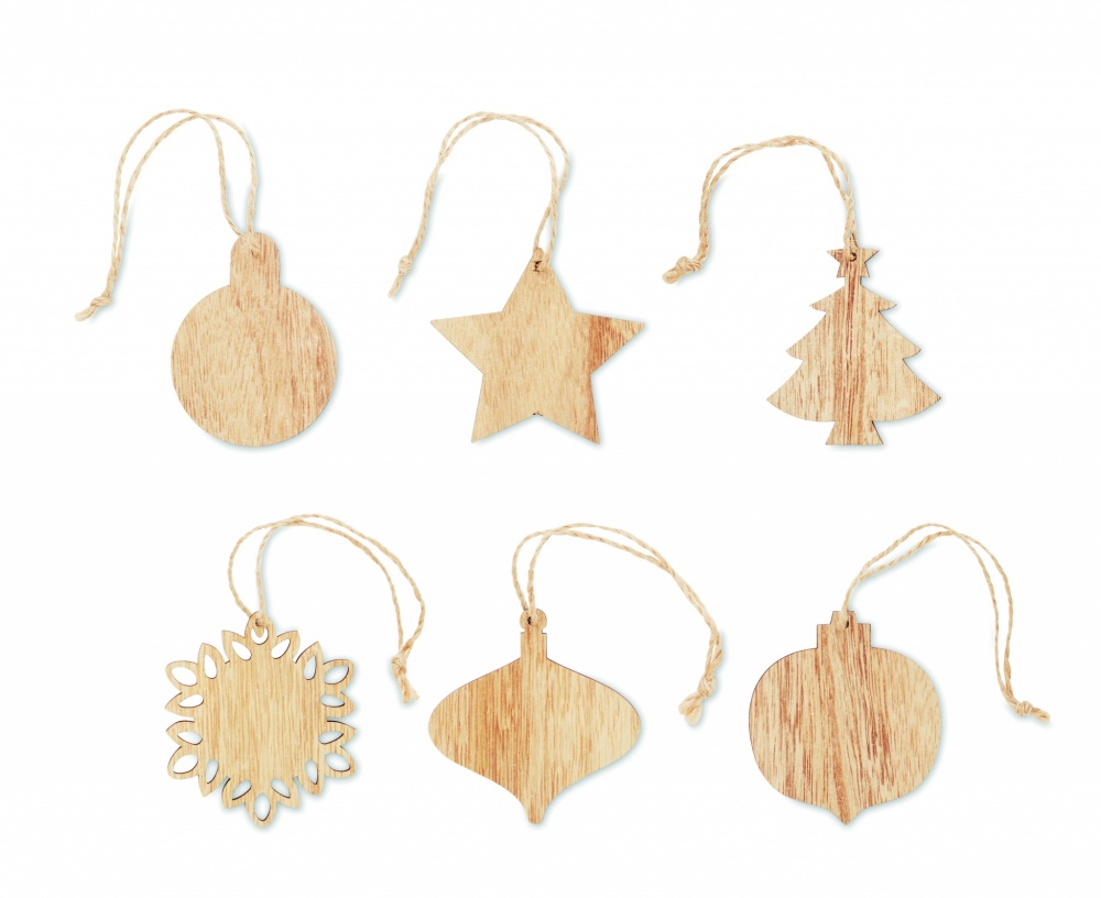 Logo trade promotional giveaway photo of: Set of wooden Xmas ornaments
