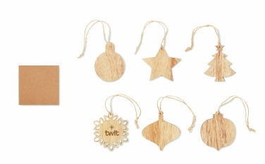 Logo trade promotional gifts image of: Set of wooden Xmas ornaments
