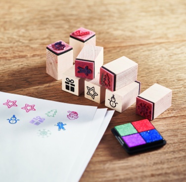 Logotrade promotional giveaway picture of: 8 wooden Christmas stamps set