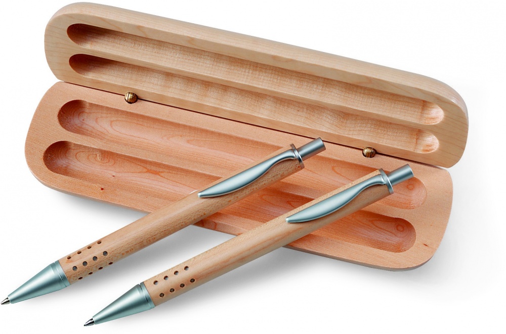 Logo trade promotional gifts image of: Pen gift set in wooden box