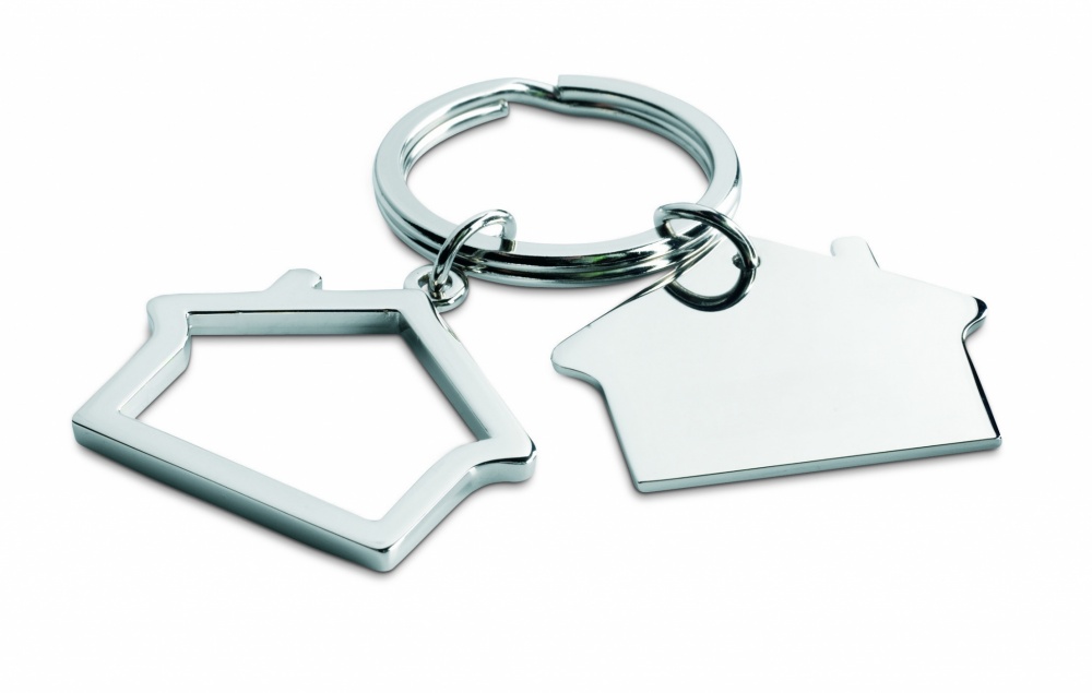 Logotrade promotional giveaway picture of: Metal key ring house shape Jyvaskyla
