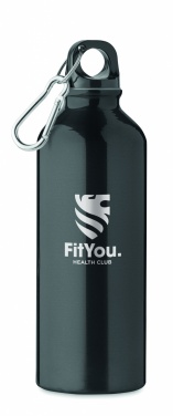 Logotrade promotional item picture of: 500 ml single-walled water bottle made of recycled aluminum with a carabiner