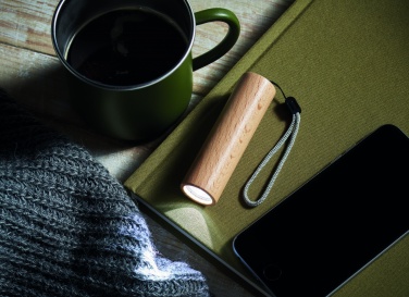 Logo trade advertising products picture of: Beech wood rechargeable torch