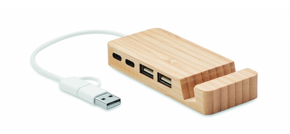 Logotrade promotional items photo of: Bamboo USB 4 ports hub