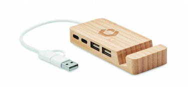 Logotrade business gifts photo of: Bamboo USB 4 ports hub
