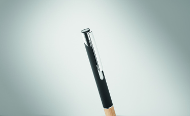 Logo trade promotional products image of: Ballpoint pen made of aluminum with a bamboo grip