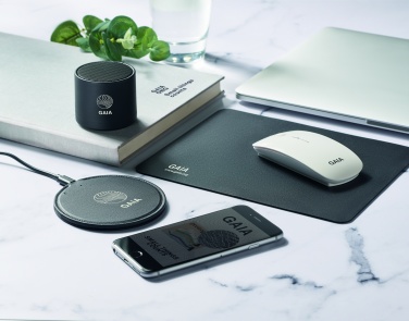 Logo trade corporate gifts image of: Recycled PU wireless speaker