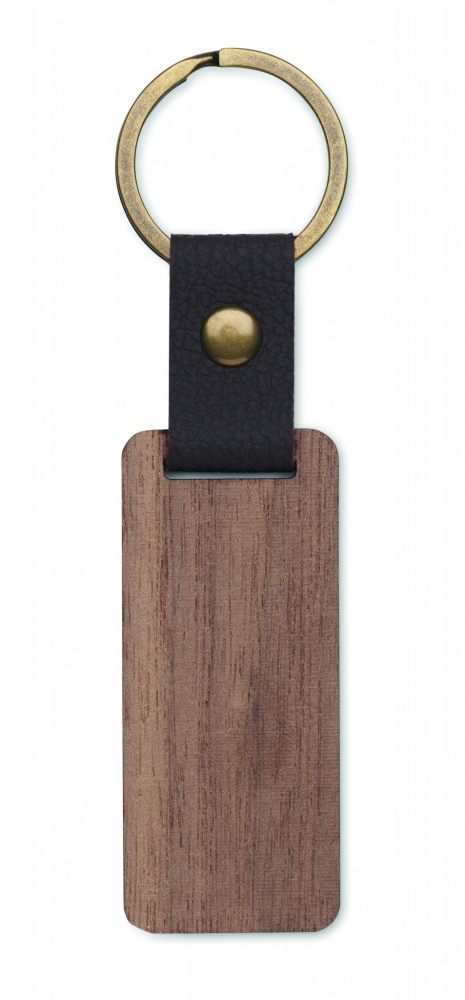 Logo trade promotional product photo of: Key ring in walnut and PU Kokkola