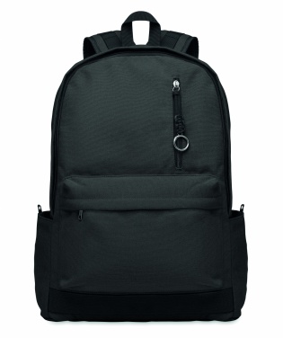 Logo trade promotional giveaways image of: A 15-inch laptop backpack made of recycled pre-consumer cotton with customizable printing