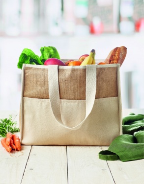 Logo trade advertising products image of: Jute and canvas cooler bag