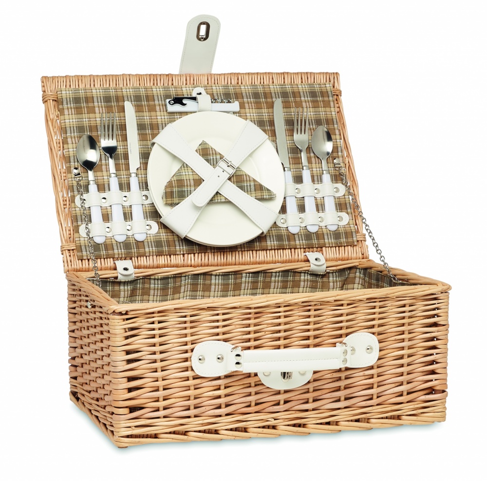 Logo trade business gifts image of: Wicker picnic basket 2 people