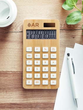 Logo trade promotional item photo of: 12 digit bamboo calculator