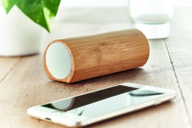 Logo trade promotional merchandise image of: Wireless bamboo speaker 2x5W