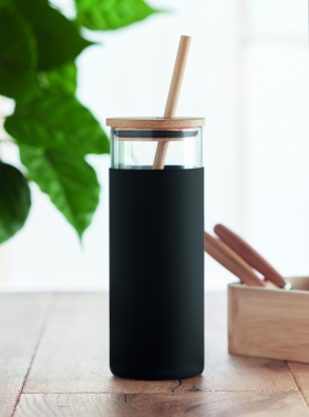 Logotrade business gift image of: Glass tumbler 450ml bamboo lid