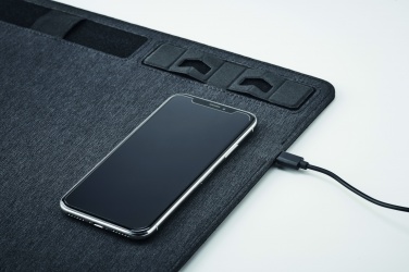 Logo trade business gift photo of: RPET mouse mat charger 15W