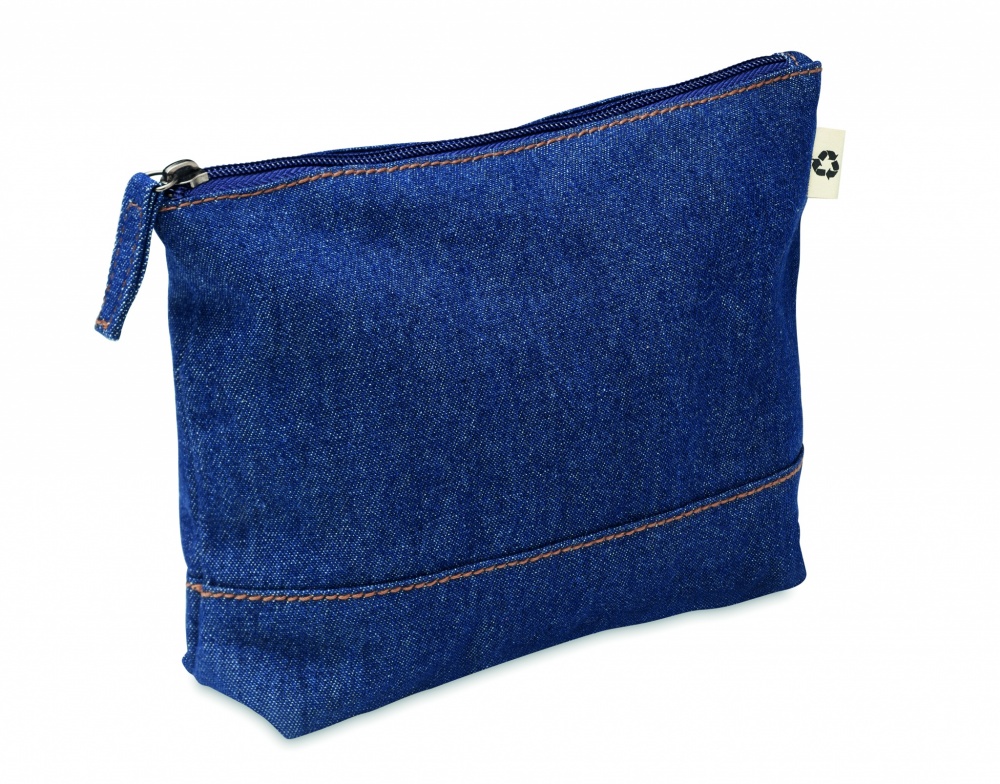 Logo trade promotional giveaways image of: Recycled denim cosmetic pouch