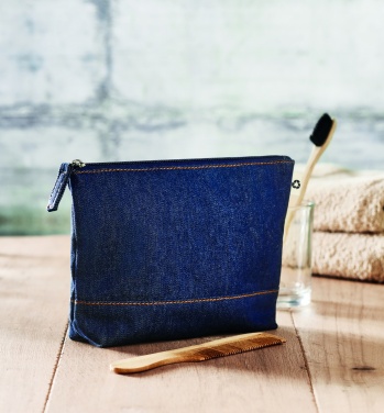 Logotrade advertising product picture of: Recycled denim cosmetic pouch