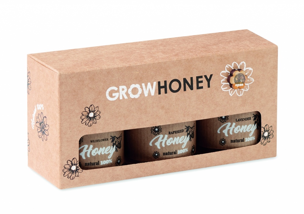 Logo trade promotional giveaways image of: Set of 3 wildflower honey
