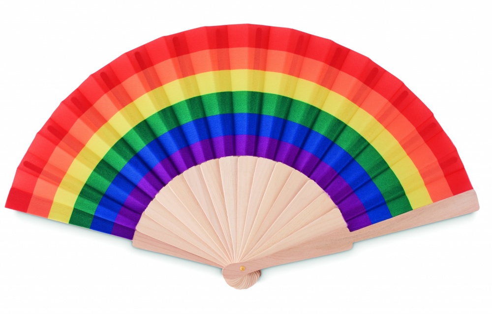 Logo trade promotional gift photo of: Rainbow wooden hand fan