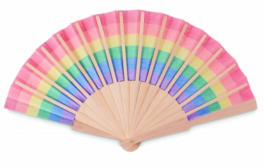 Logo trade advertising products picture of: Rainbow wooden hand fan