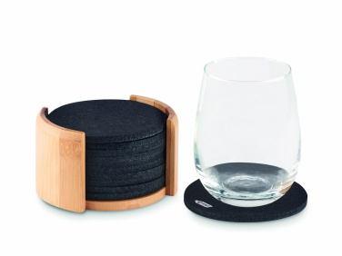 Logo trade corporate gifts picture of: RPET coasters in bamboo holder