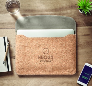 Logo trade promotional giveaways picture of: Cork laptop bag magnetic flap