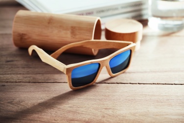 Logotrade promotional item image of: Sunglasses and case in bamboo KEILA