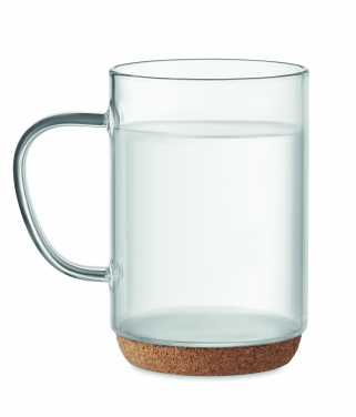 Logo trade promotional giveaway photo of: Glass mug 400ml with cork base