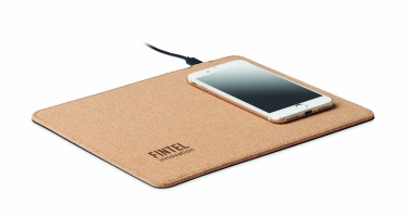 Logo trade promotional giveaway photo of: Cork mouse mat charger 15W