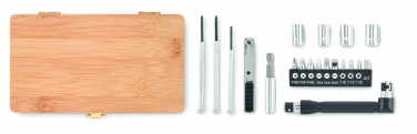 Logo trade business gifts image of: 21 pcs tool set in bamboo case