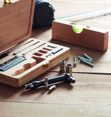 Logo trade business gift photo of: 21 pcs tool set in bamboo case
