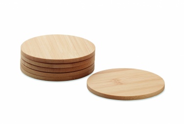 Logo trade promotional gifts image of: Set of 6 bamboo coasters