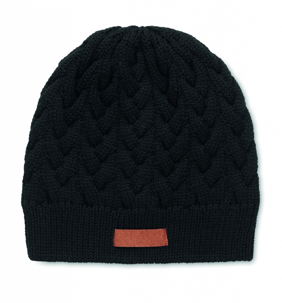 Logotrade promotional item picture of: Cable knit beanie in RPET