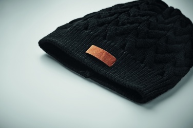 Logo trade promotional item photo of: Cable knit beanie in RPET
