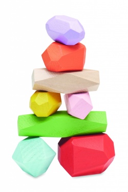 Logo trade promotional merchandise picture of: 8 stacking wood rocks in pouch