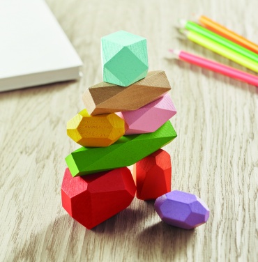 Logo trade promotional merchandise image of: 8 stacking wood rocks in pouch