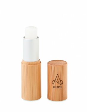 Logo trade corporate gifts image of: Lip balm in bamboo tube box