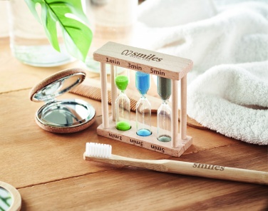 Logo trade corporate gifts picture of: Set of 3 wooden sand timer