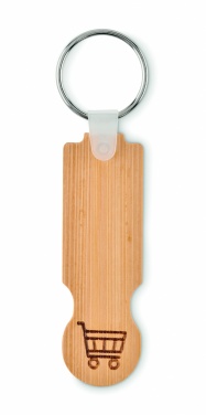 Logo trade promotional item photo of: Bamboo euro token key ring Rauma
