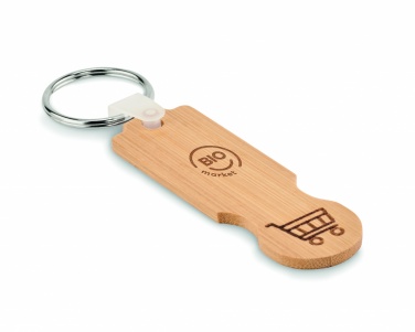 Logo trade promotional giveaway photo of: Bamboo euro token key ring Rauma