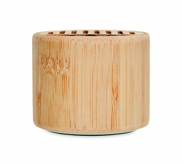 Logo trade promotional giveaways picture of: Round bamboo wireless speaker