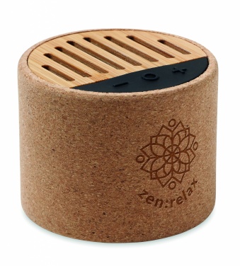 Logo trade promotional gifts picture of: Round cork wireless speaker
