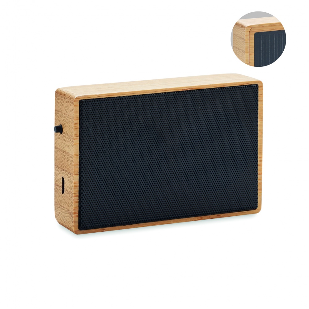 Logo trade advertising products picture of: Solar bamboo wireless speaker