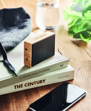 Logotrade promotional products photo of: Solar bamboo wireless speaker