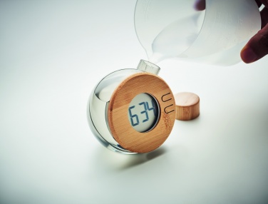 Logotrade promotional item image of: Water powered bamboo LCD clock