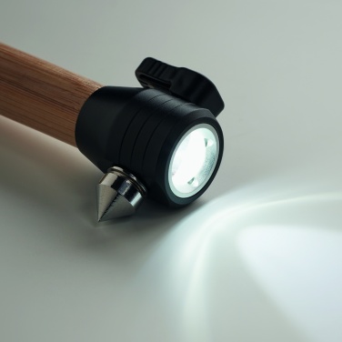Logotrade business gifts photo of: 3-in-1 bamboo flashlight with an emergency hammer and seatbelt cutter